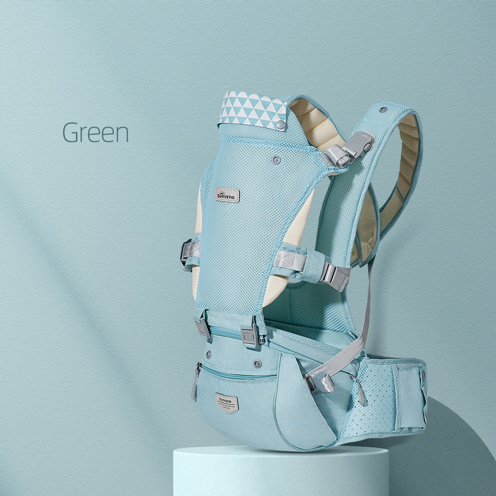 Sunveno Breathable Baby Carrier – Ergonomic Mesh, 6–36 Months, Green