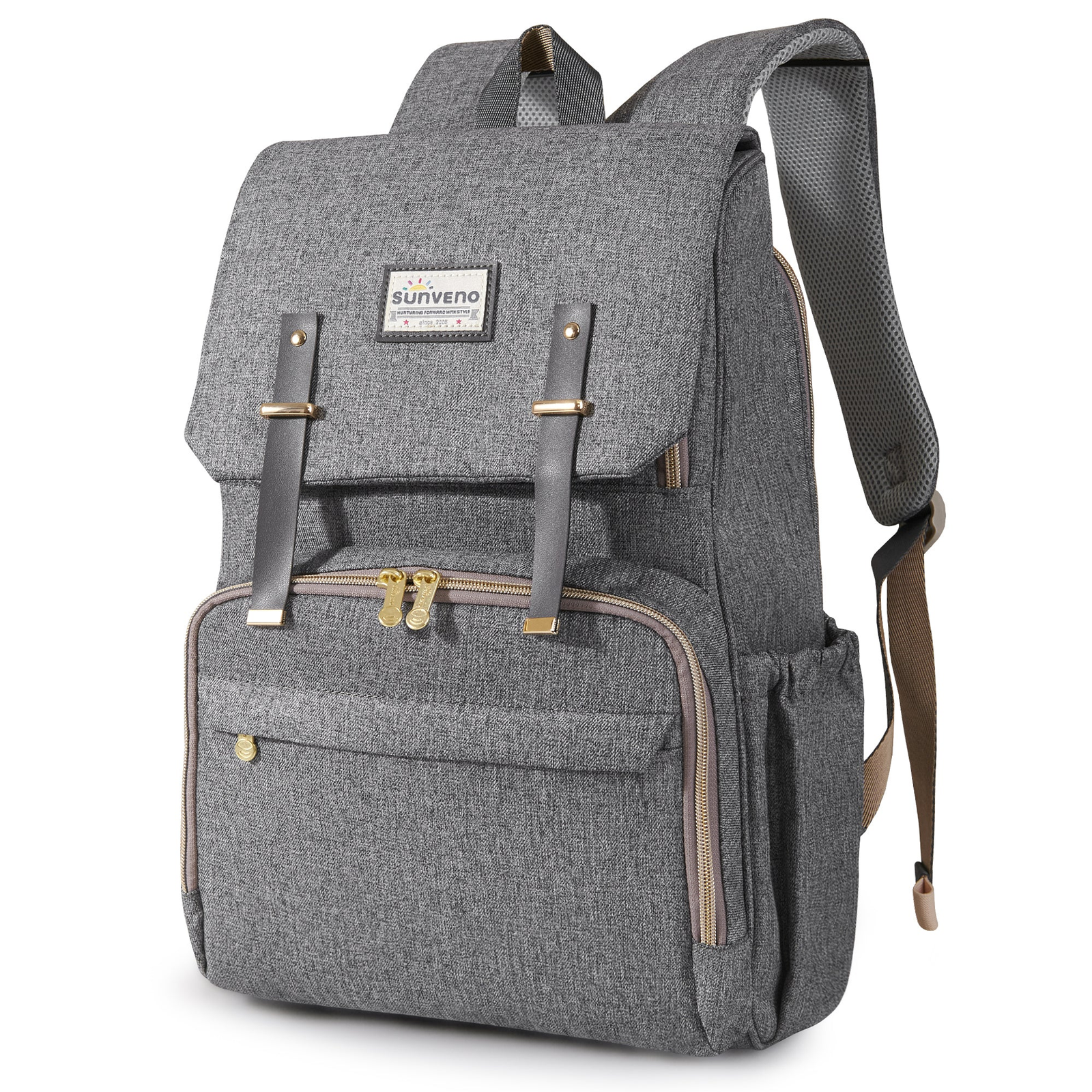 25L Canvas Diaper Backpack – 15 Pockets, Insulated Bottles, Stroller Straps
