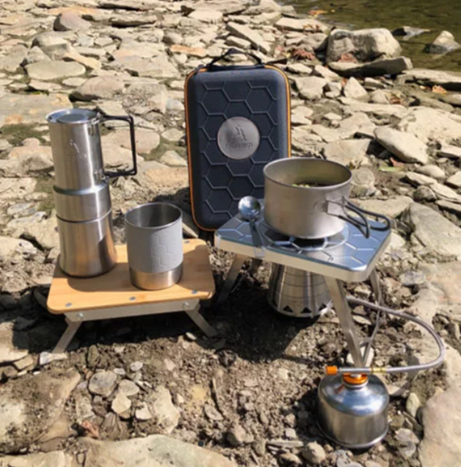 Ncamp Camping Stove Set 4-Piece Portable Outdoor Cookware Hiking Backpacking Kit
