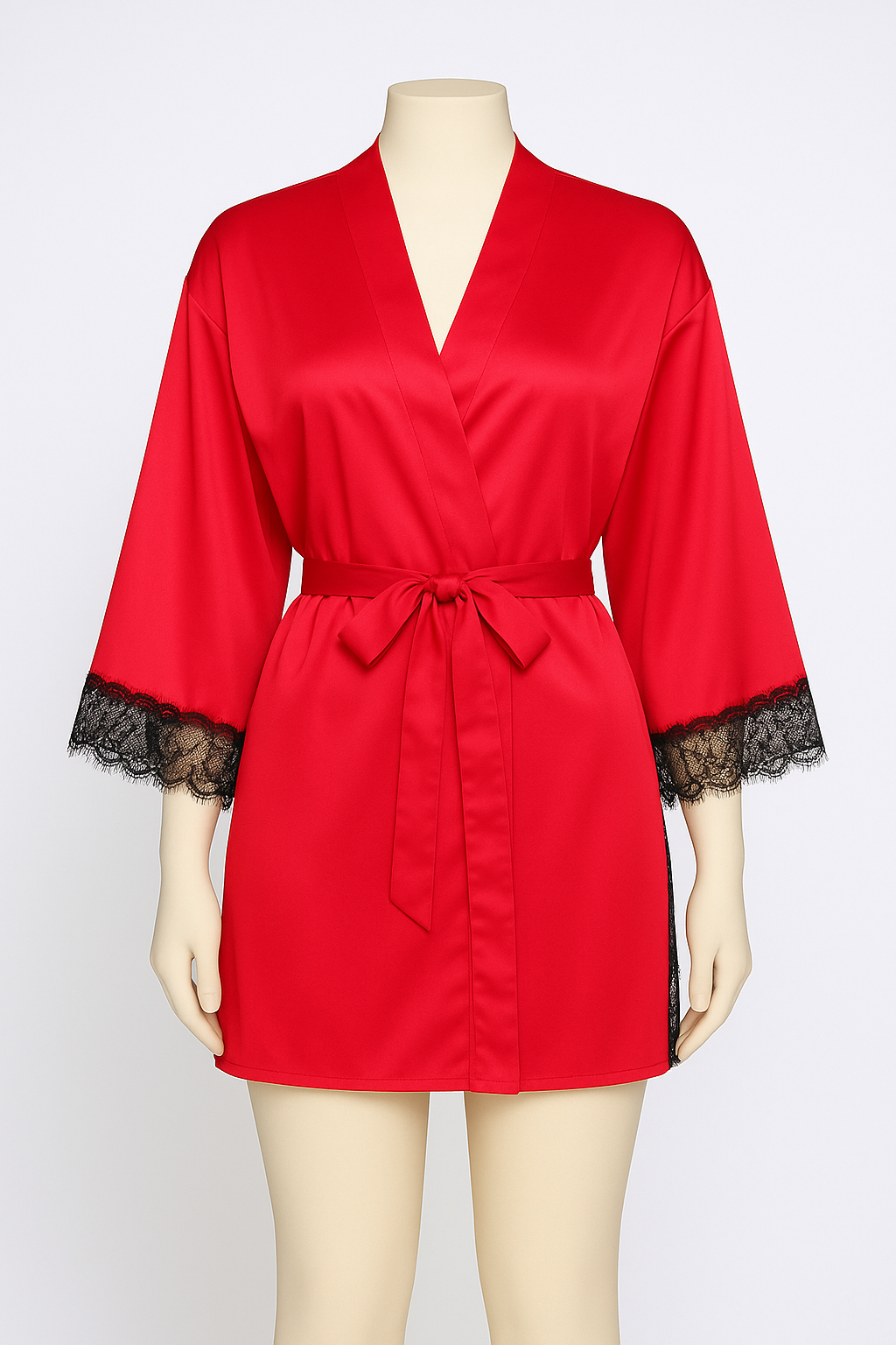 BeWicked Isadora Red Satin Robe – Women’s Loungewear Sleepwear, Size S/M