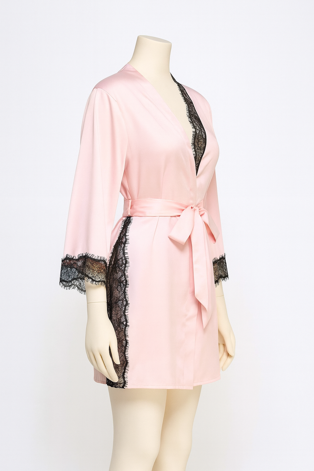 BeWicked Women’s Isadora Satin Robe – Pink, Long Sleeve, Belted Loungewear, Size