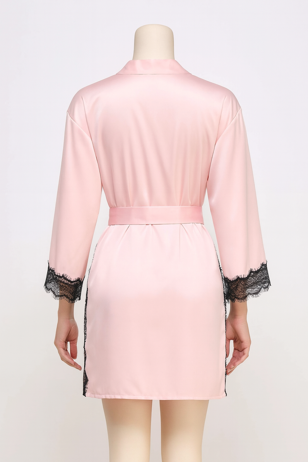 BeWicked Women’s Isadora Satin Robe – Pink, Long Sleeve, Belted Loungewear, Size