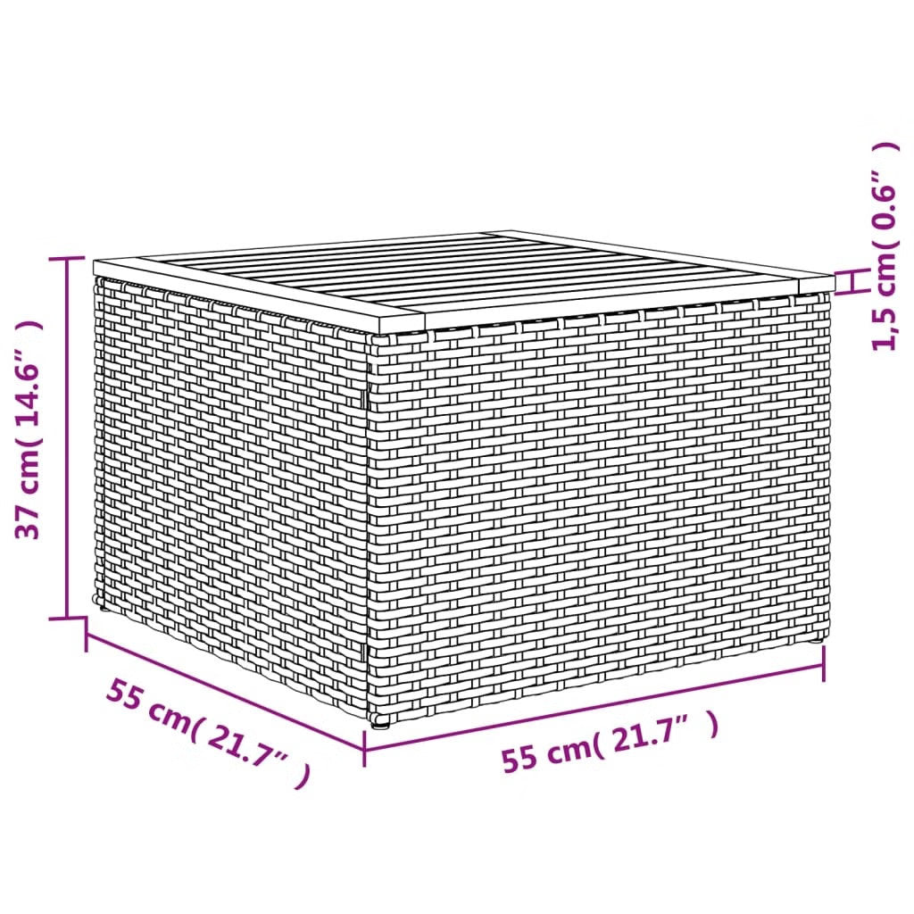 vidaXL Small Outdoor Garden Table – Beige & Brown PE Rattan, Durable Patio Accen