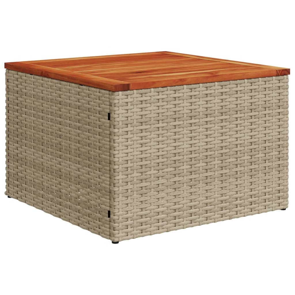 vidaXL Small Outdoor Garden Table – Beige & Brown PE Rattan, Durable Patio Accen
