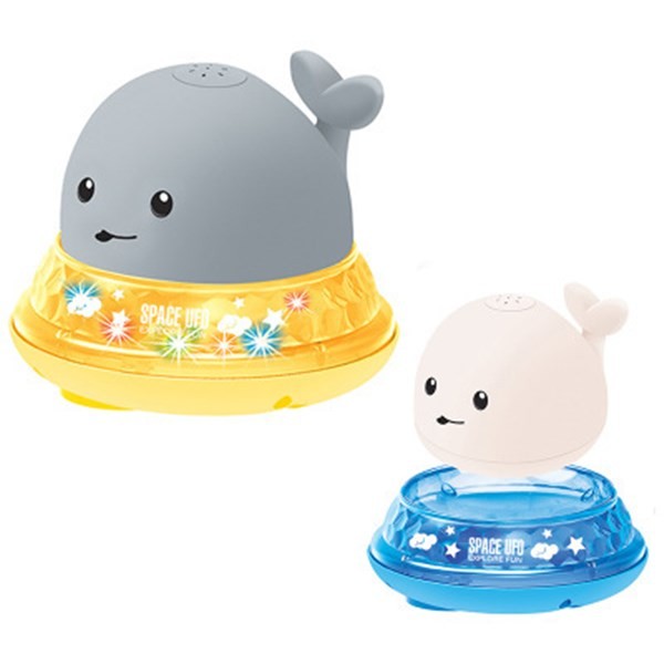 Baby Cute Cartoon Whale Floating Spraying Water Bath Toys With Light Music LED