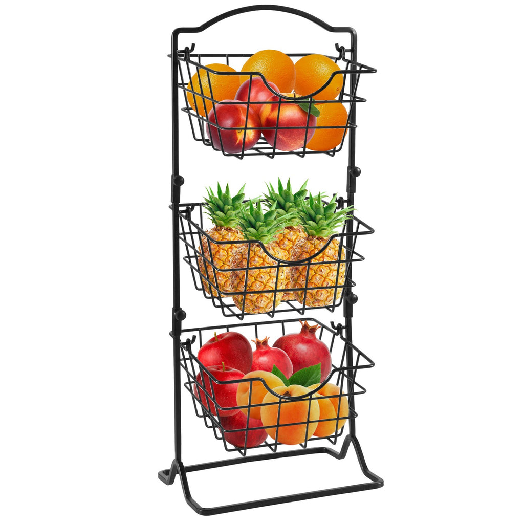 3-Tier Metal Fruit Basket Stand – Countertop Produce Organizer