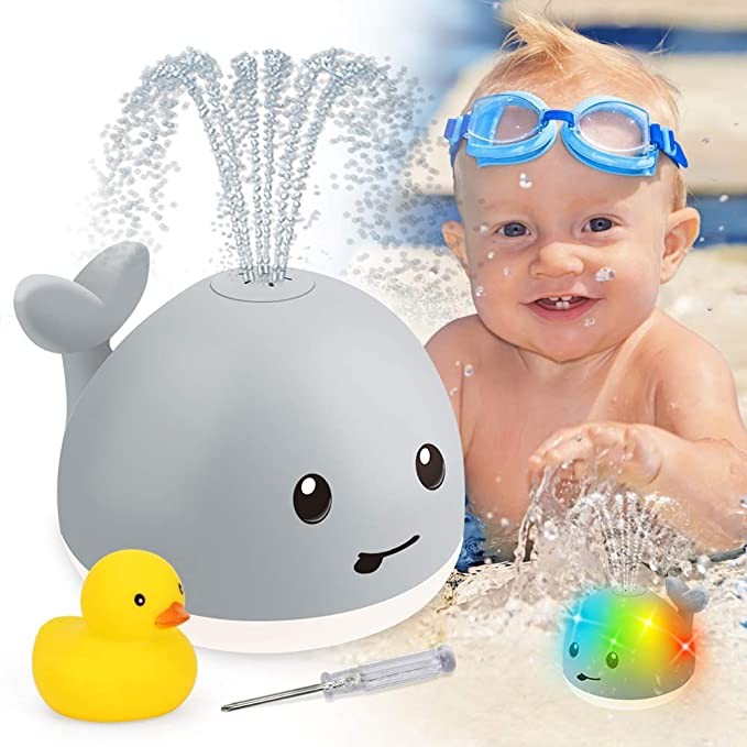 Baby Cute Cartoon Whale Floating Spraying Water Bath Toys With Light Music LED