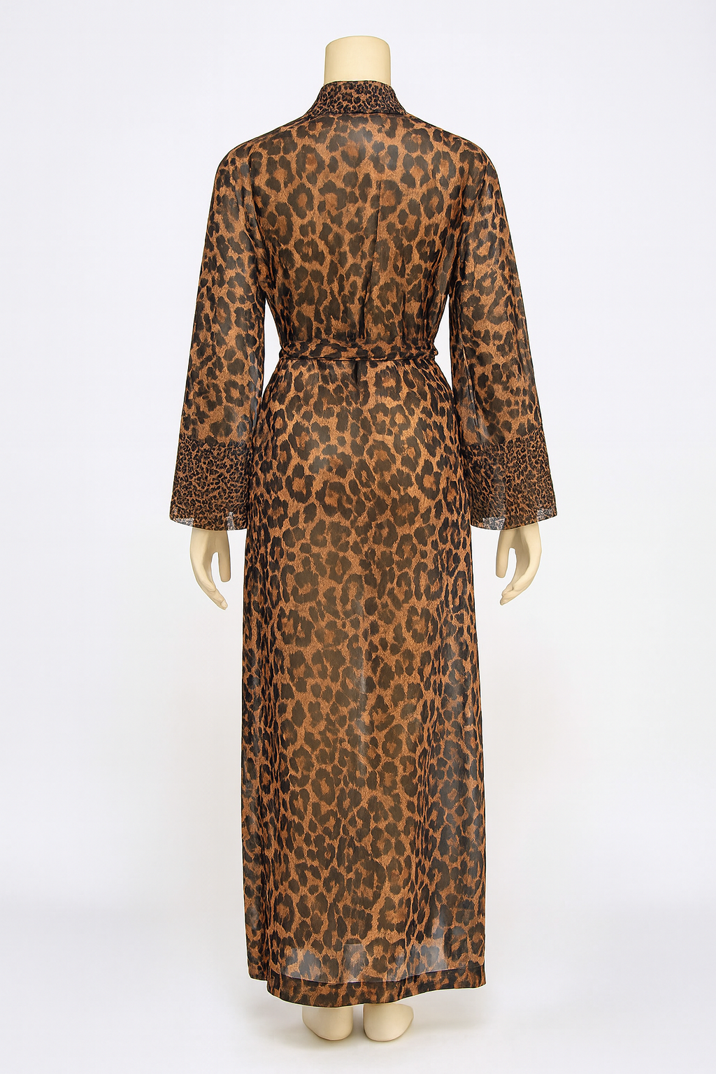 BeWicked Women’s Juliana Leopard Print Sheer Chiffon Robe with Belt – L/XL