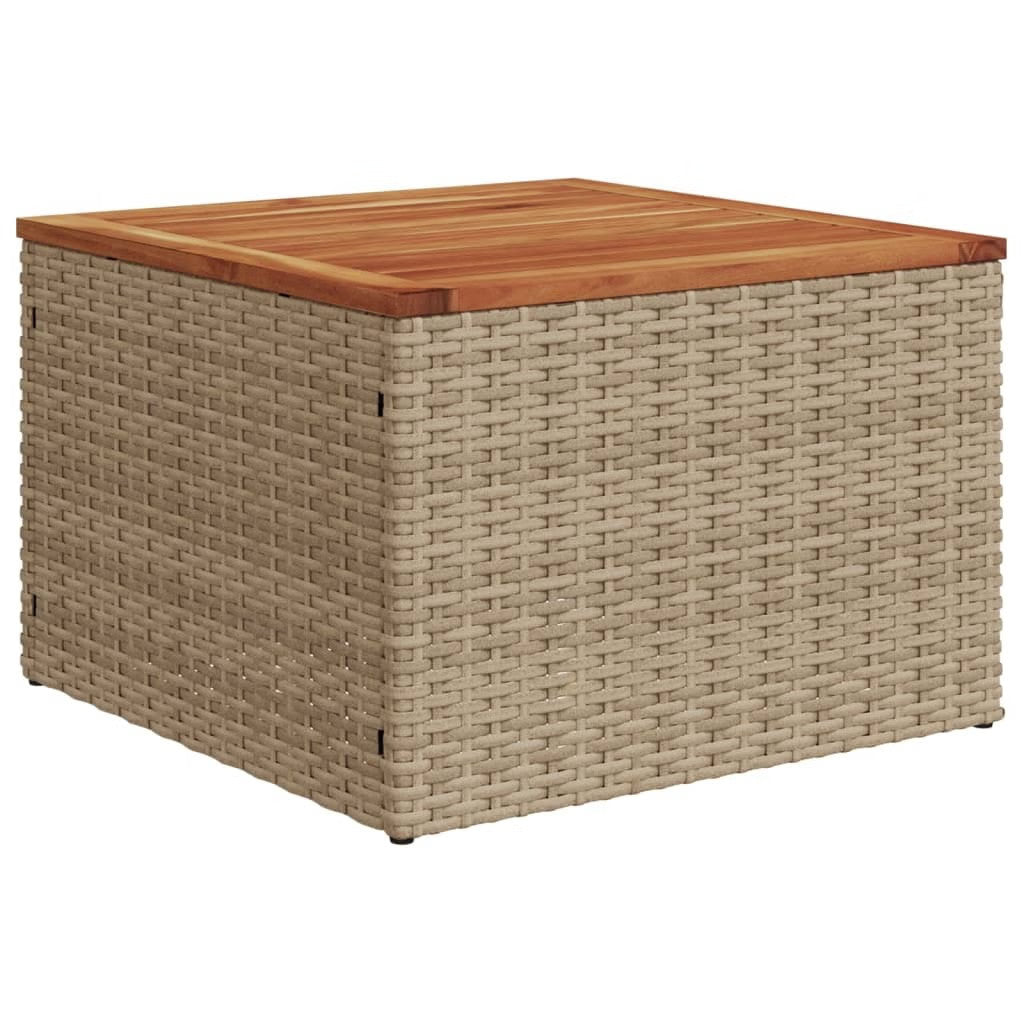 vidaXL Small Outdoor Garden Table – Beige & Brown PE Rattan, Durable Patio Accen