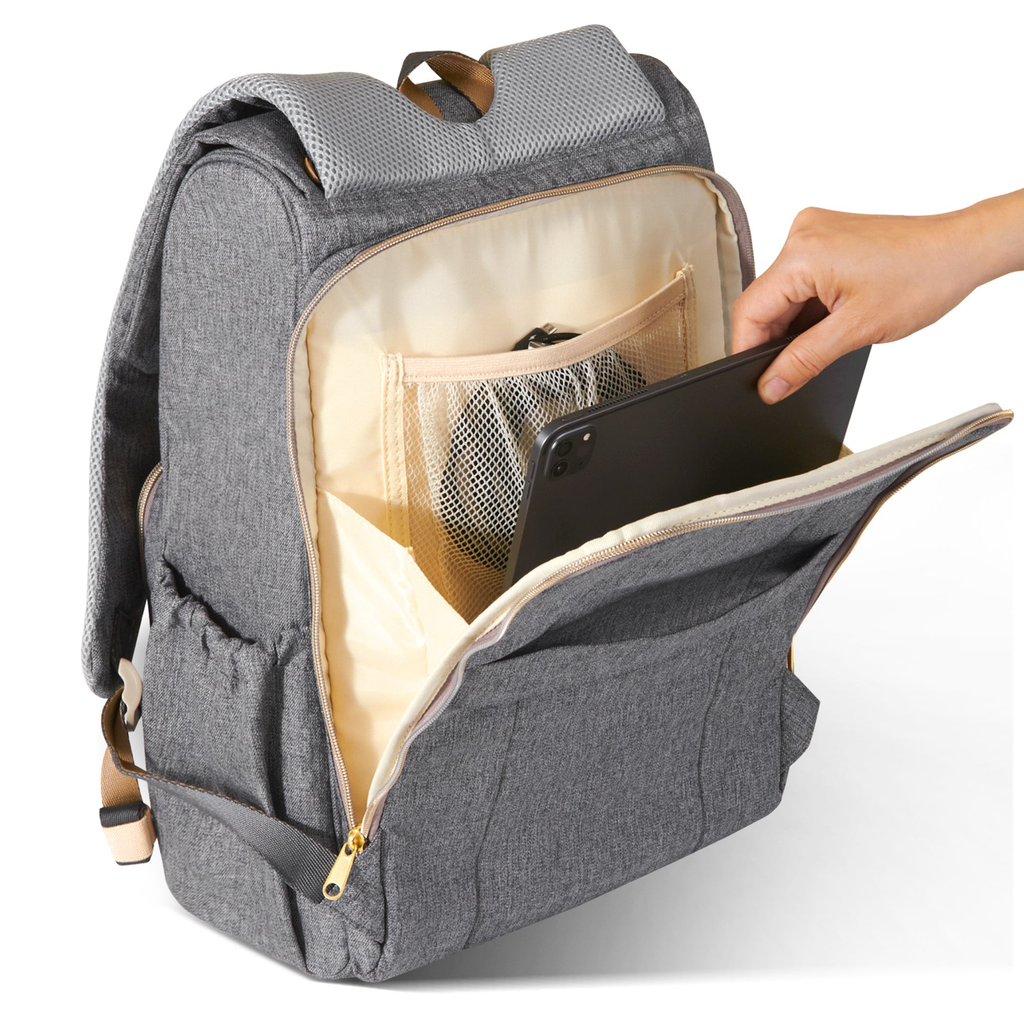 25L Canvas Diaper Backpack – 15 Pockets, Insulated Bottles, Stroller Straps