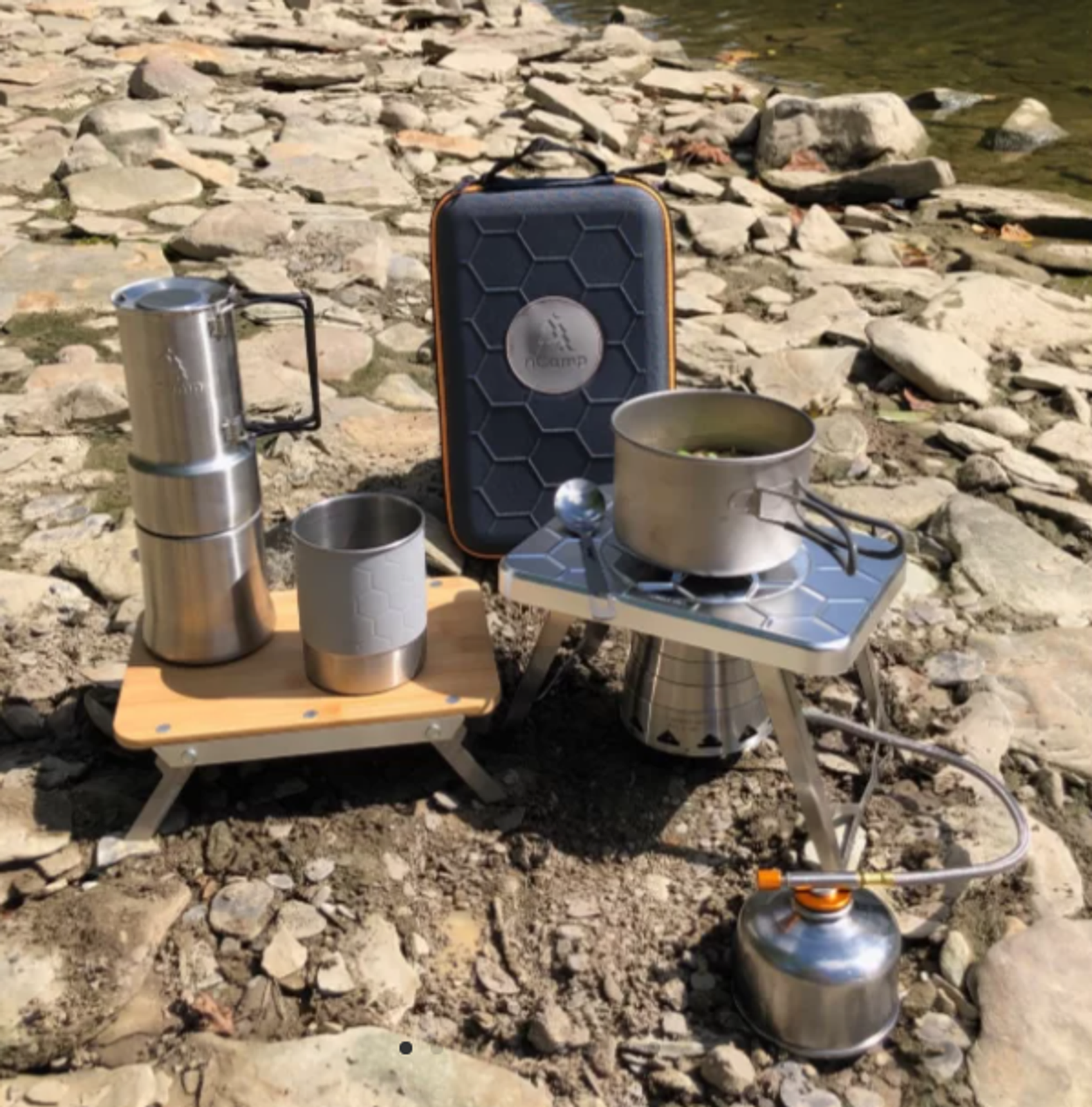 Ncamp Camping Stove Set 5-Piece Portable Kitchen to Go outdoor gas adapter