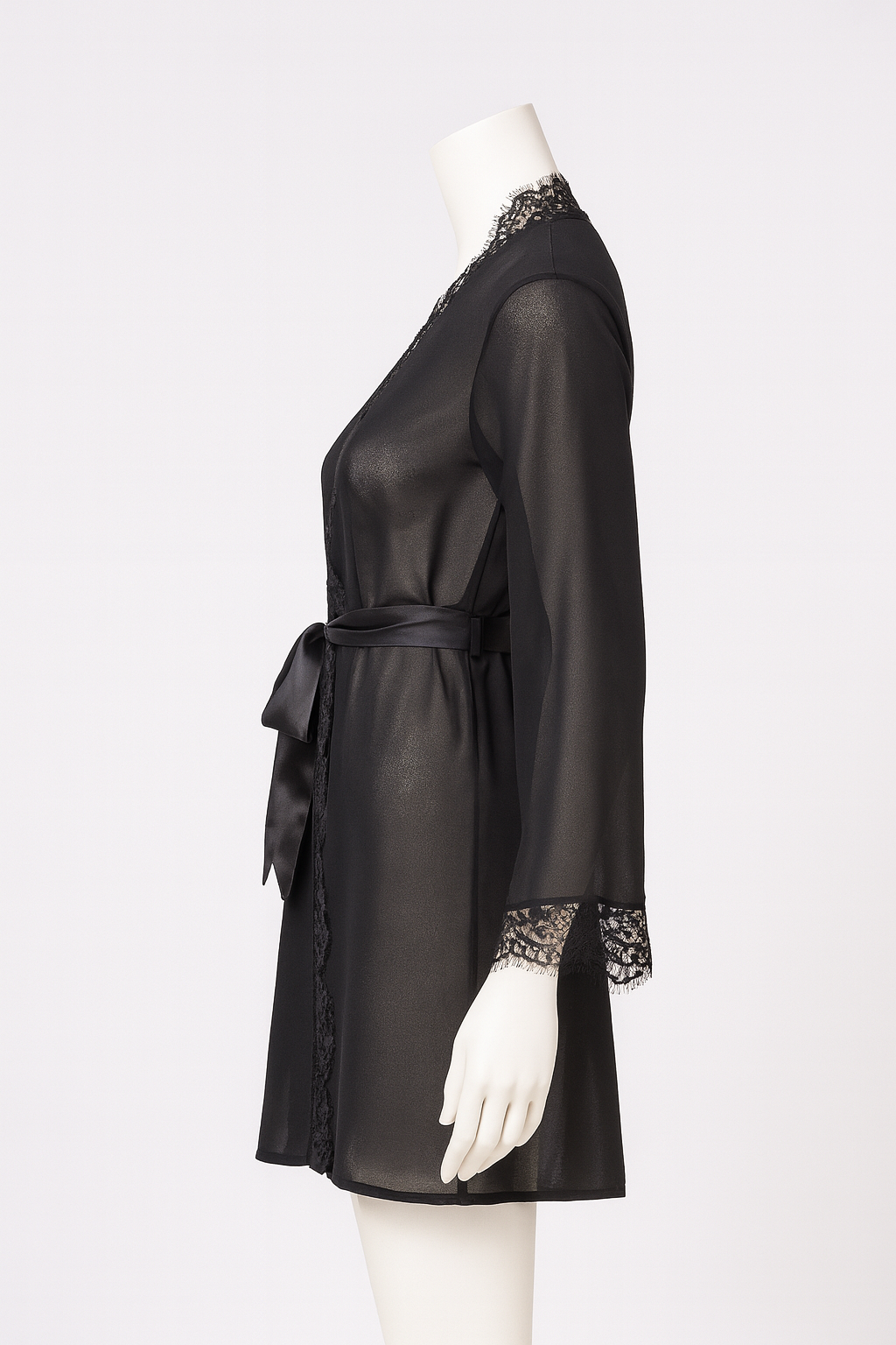 BeWicked Vivian Women’s Black Sheer Chiffon Robe L/XL – Elegant Sleepwear & Loun