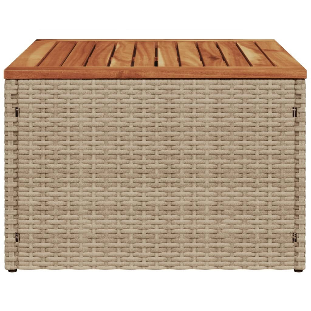 vidaXL Small Outdoor Garden Table – Beige & Brown PE Rattan, Durable Patio Accen