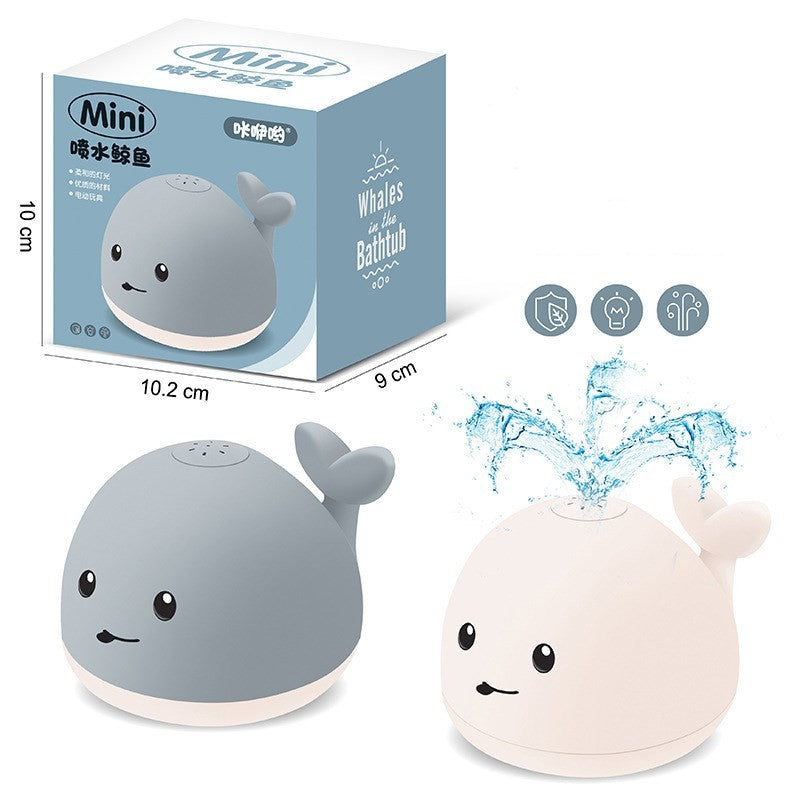 Baby Cute Cartoon Whale Floating Spraying Water Bath Toys With Light Music LED