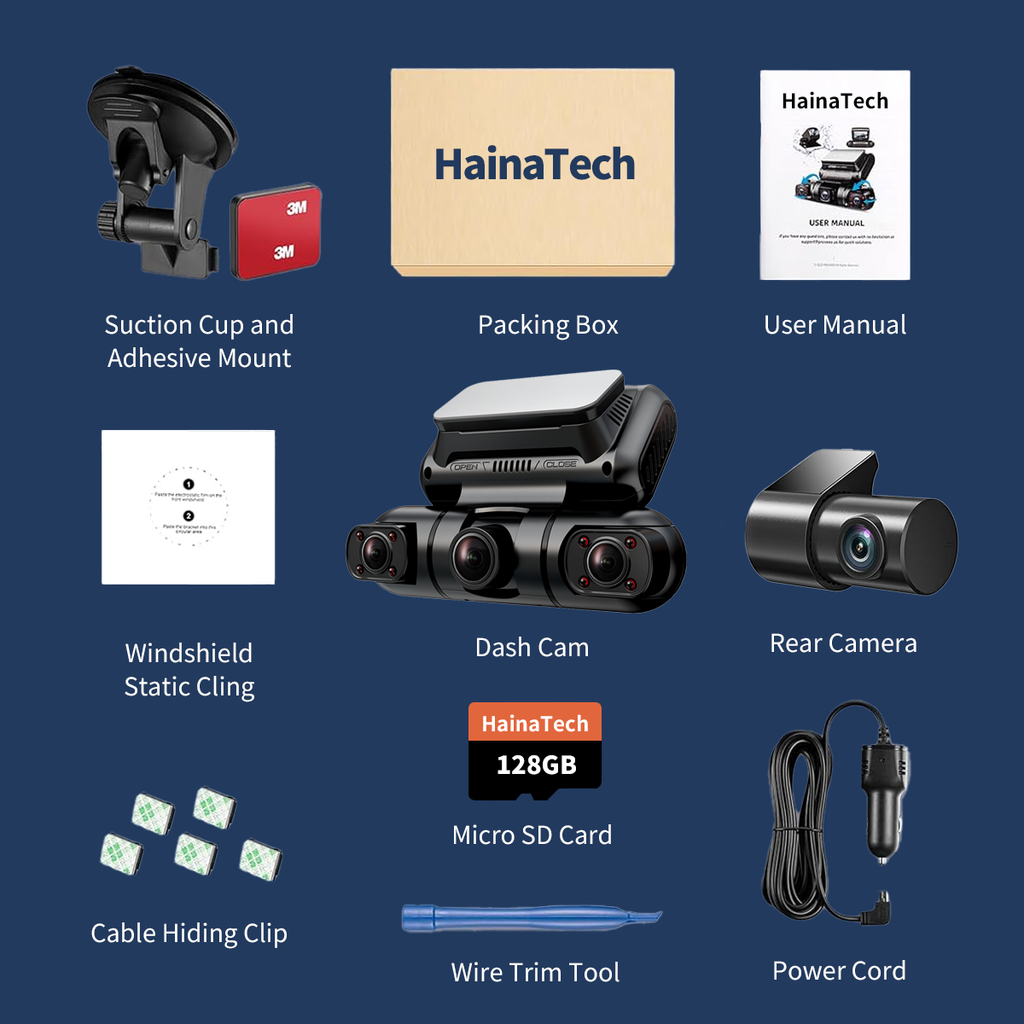Hainatech 360 Degree View 4 Channel Dash Cam Front And Rear Inside Left Right, D