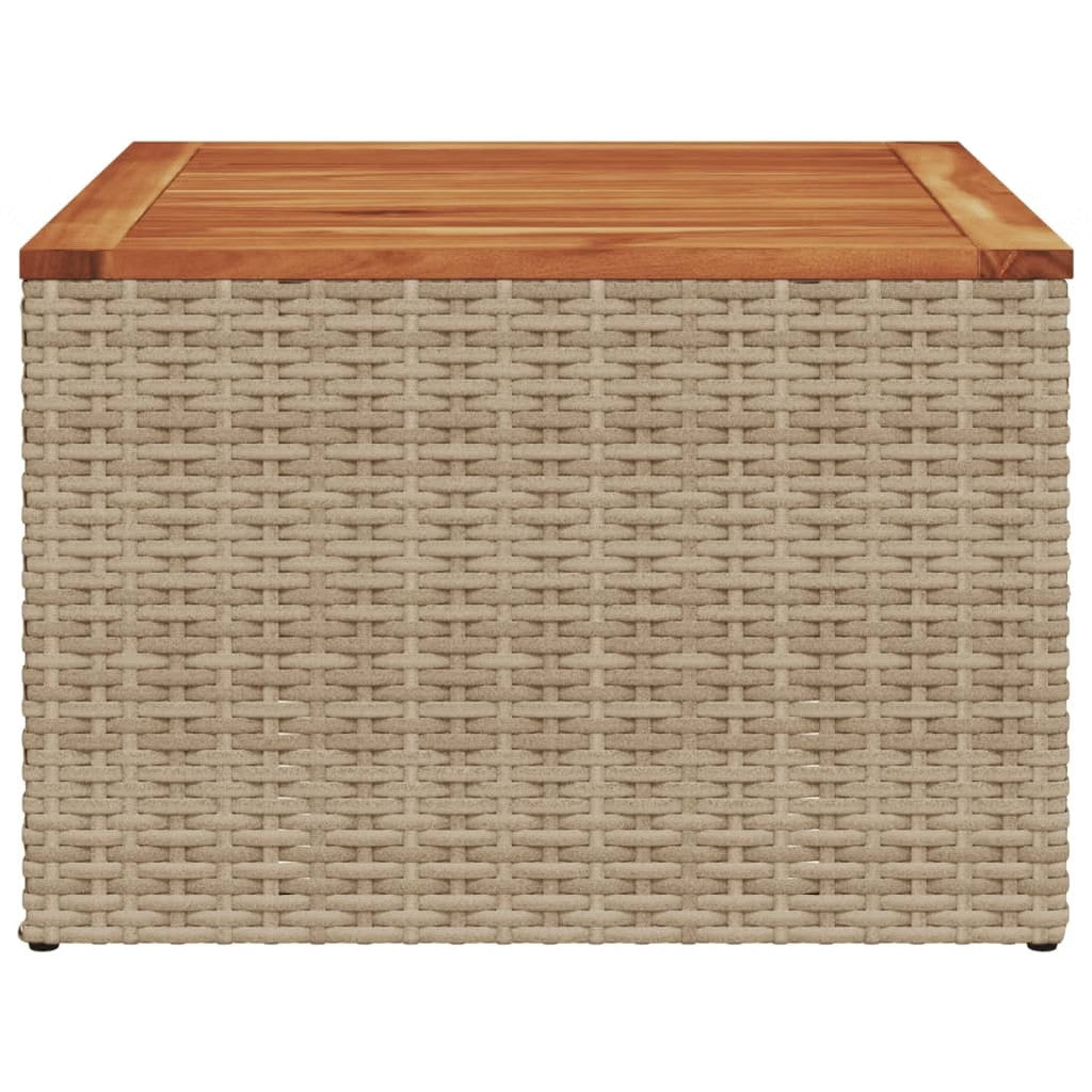 vidaXL Small Outdoor Garden Table – Beige & Brown PE Rattan, Durable Patio Accen
