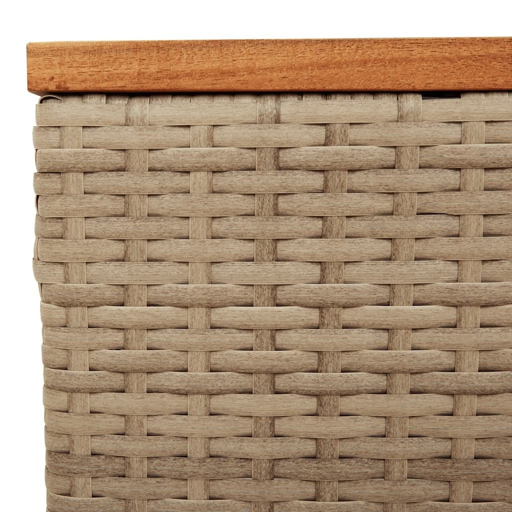 vidaXL Small Outdoor Garden Table – Beige & Brown PE Rattan, Durable Patio Accen