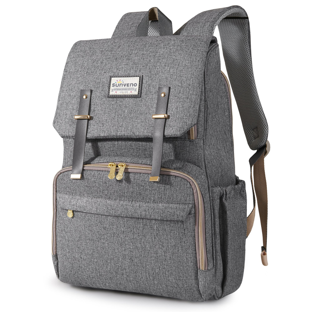 25L Canvas Diaper Backpack – 15 Pockets, Insulated Bottles, Stroller Straps