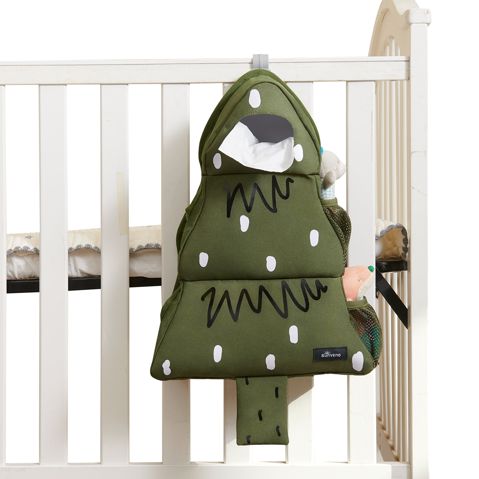 Nursery Hanging Organizer Set (3) – Fox Bear Tree | Crib/Wall Diaper Storage