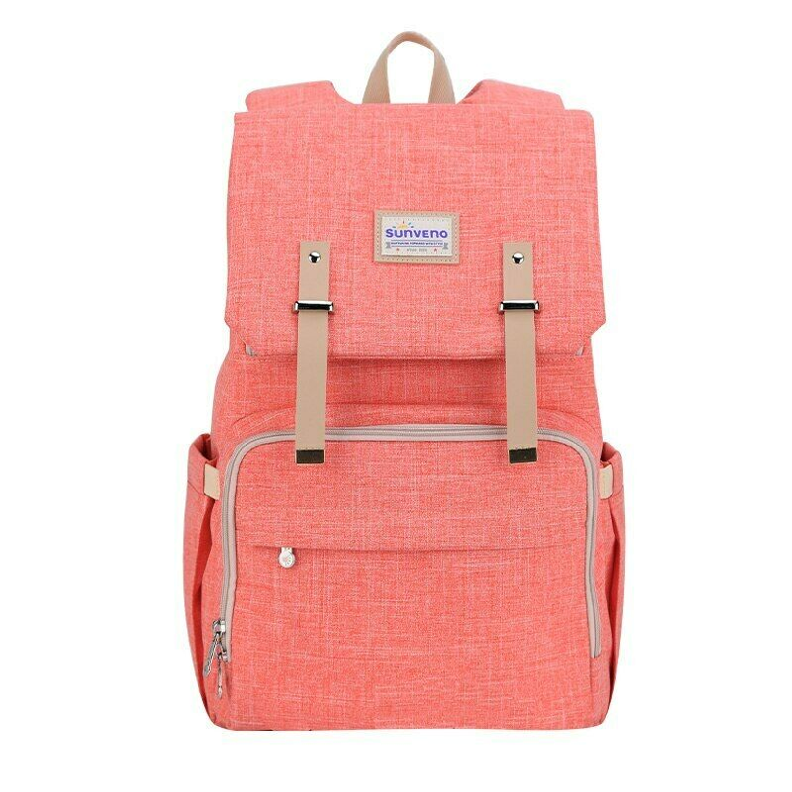 25L Canvas Diaper Backpack – 15 Pockets, Insulated Bottles, Stroller Straps