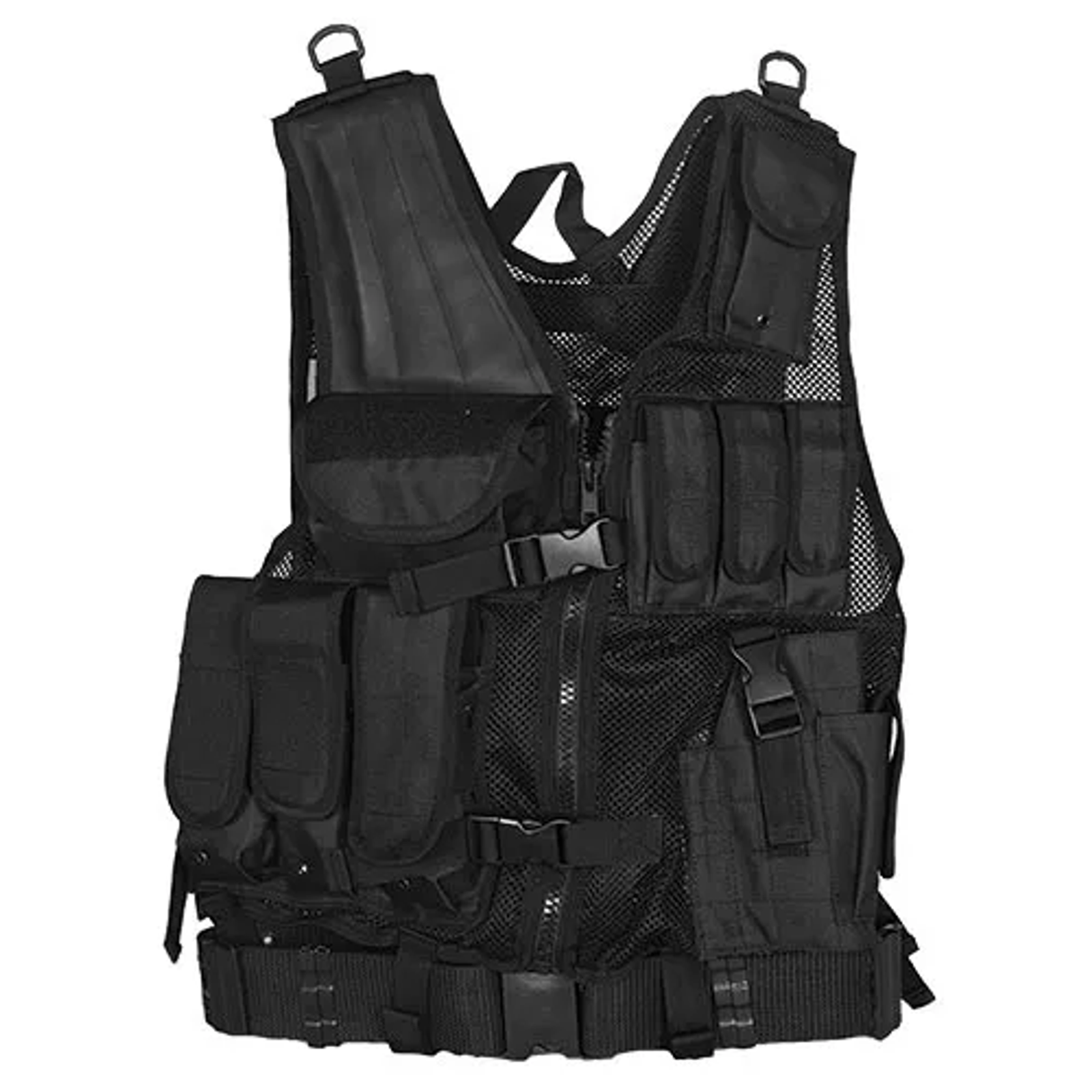 Fox Outdoor MACH-1 Tactical Vest – Black – Adjustable Utility Combat Vest
