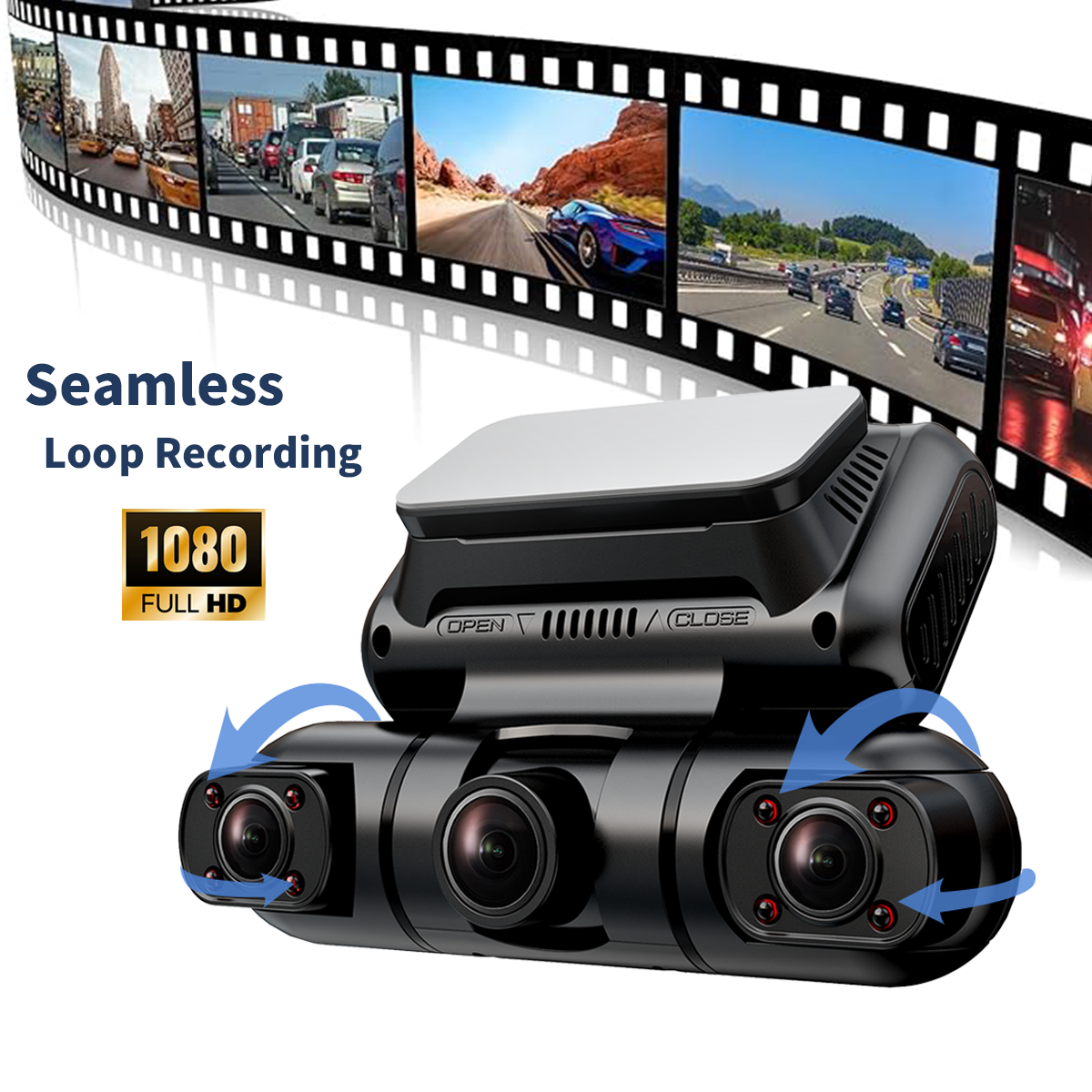 Hainatech 360 Degree View 4 Channel Dash Cam Front And Rear Inside Left Right, D