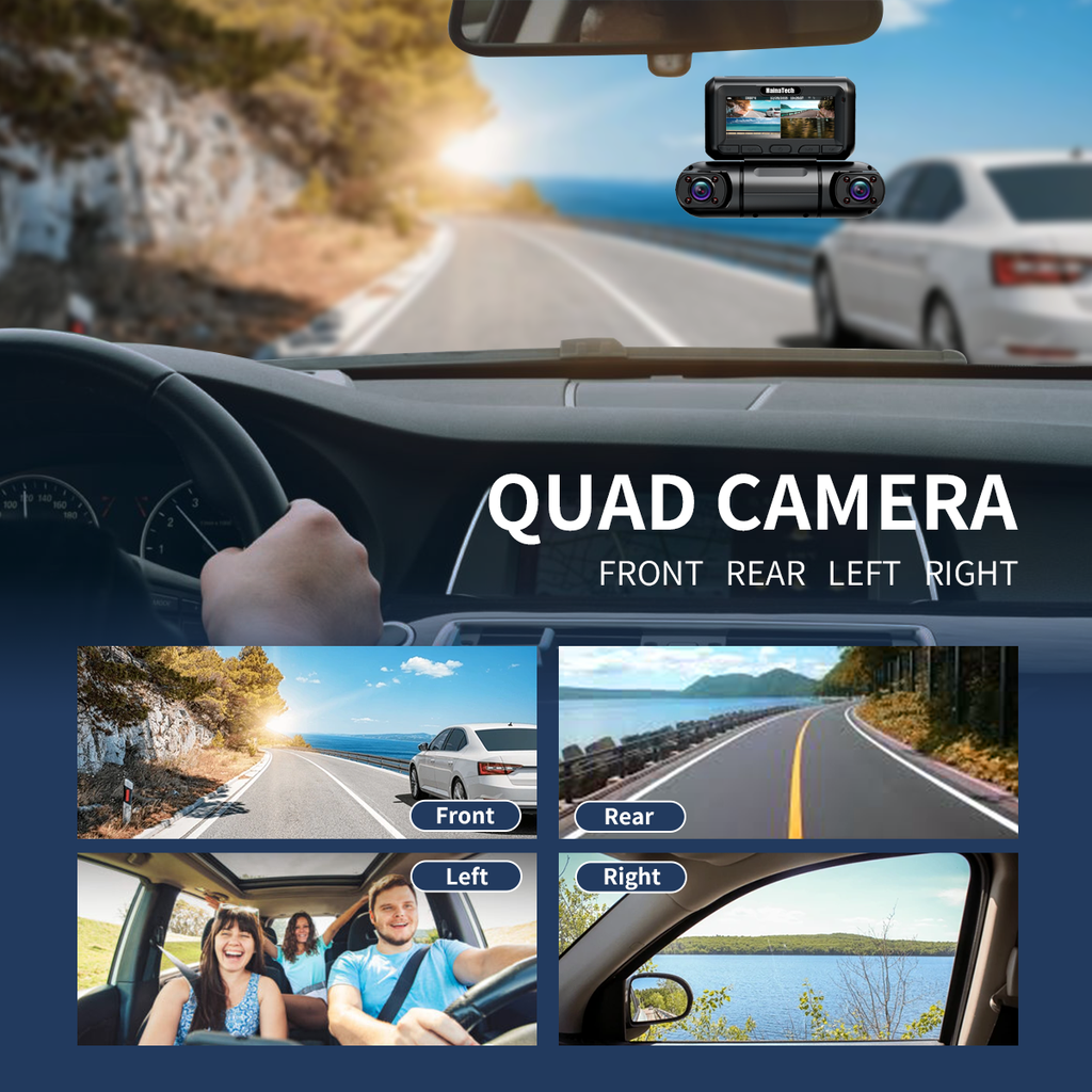 Hainatech 360 Degree View 4 Channel Dash Cam Front And Rear Inside Left Right, D