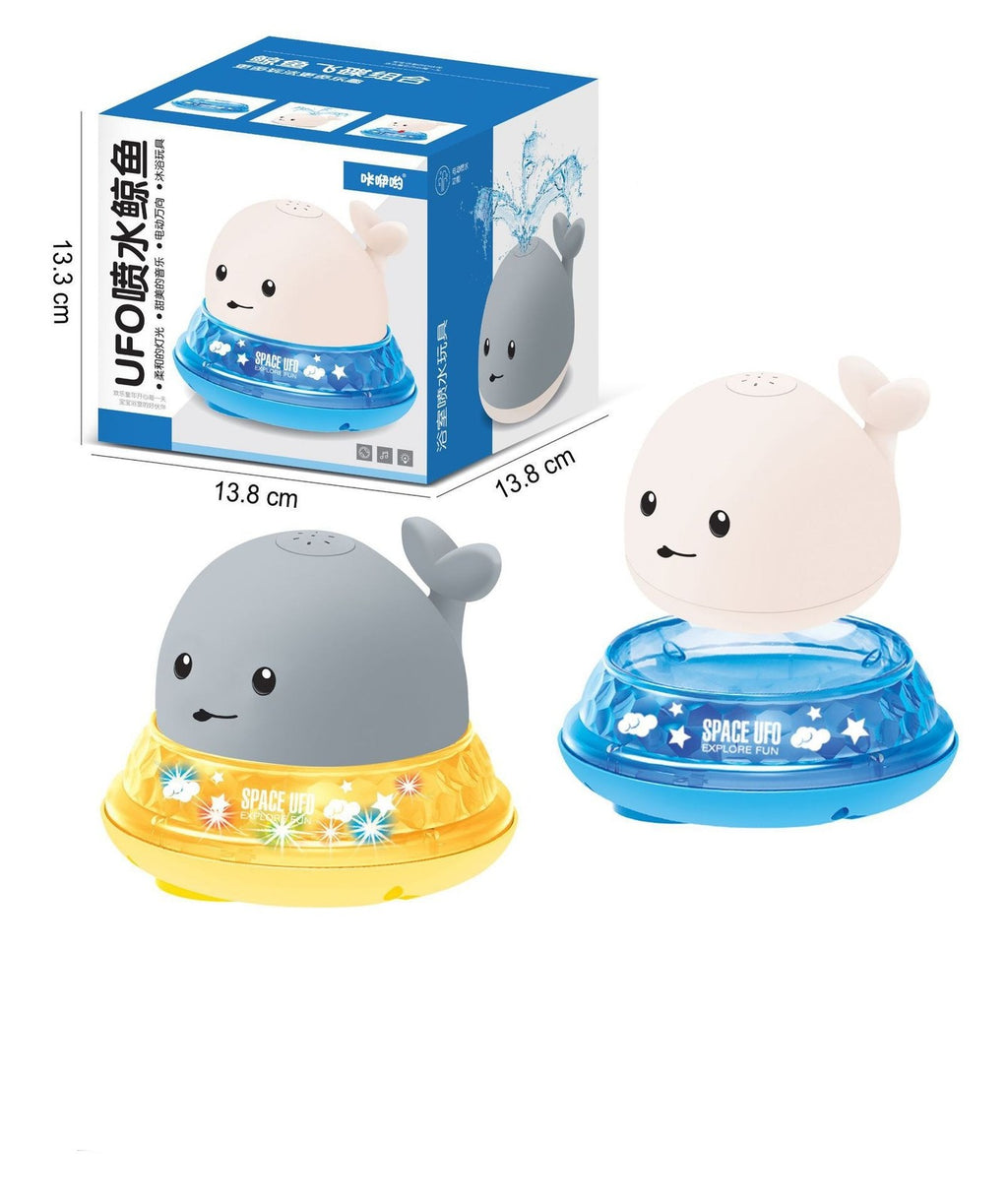 Baby Cute Cartoon Whale Floating Spraying Water Bath Toys With Light Music LED