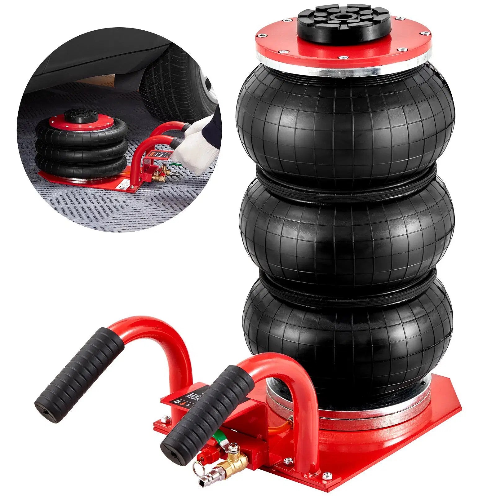 Vevor 3 Ton Triple Bag Air Jack – Heavy Duty Pneumatic Car Jack with Side Handle