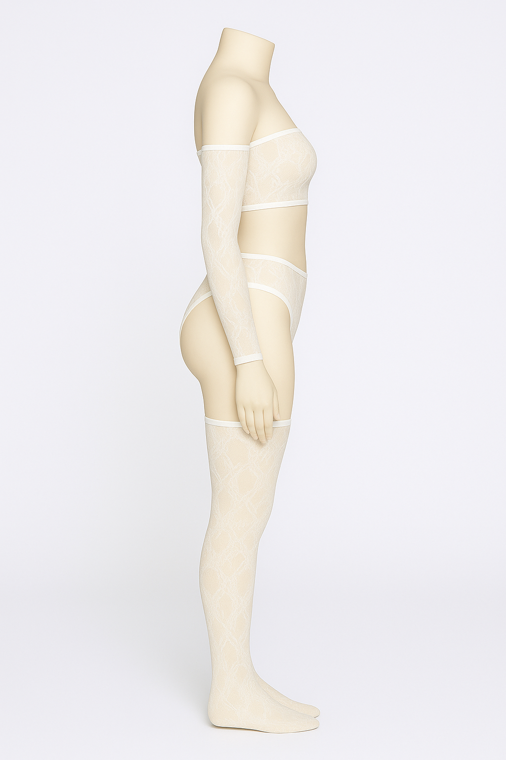 Sexy Azalea Bodystocking Set Lingerie Sheer Fishnet One-Piece - White